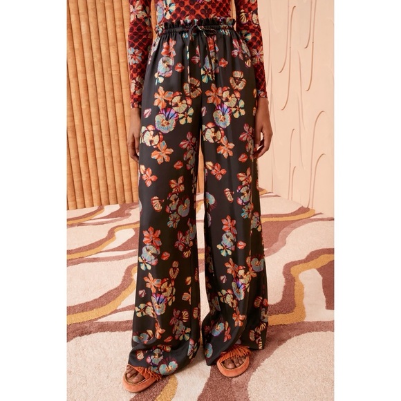 Ulla Johnson Wide-Leg Silk Floral Sawyer Pants - Picture 1 of 7
